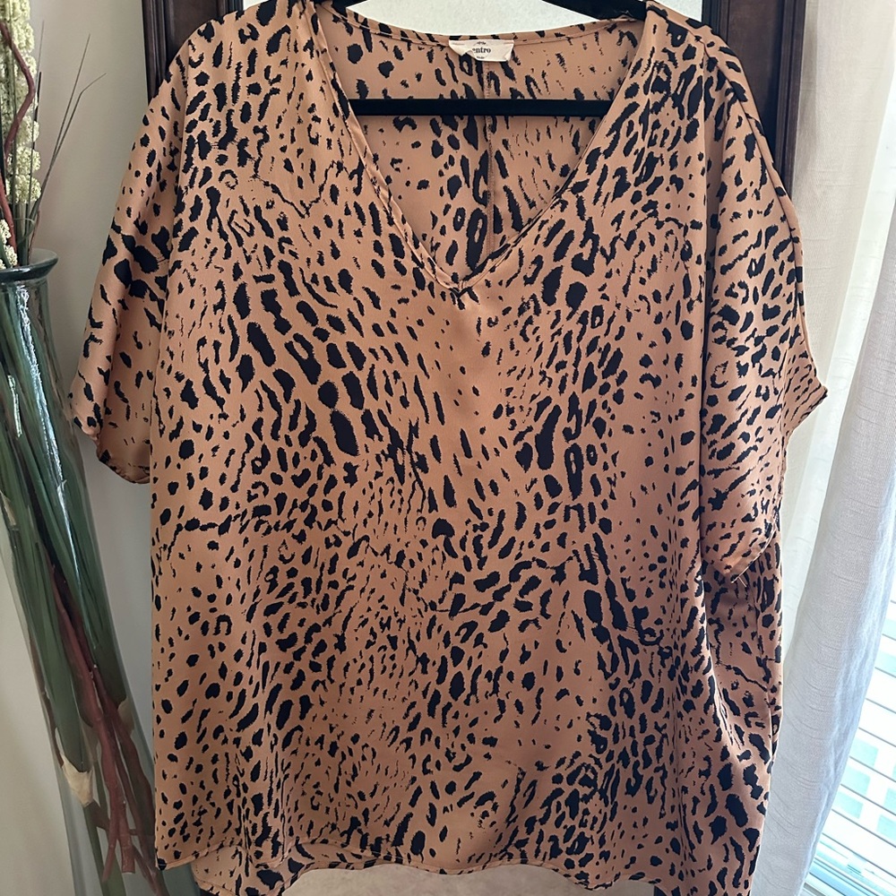 Leopard Print V-Neck Women's Top